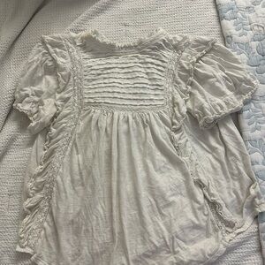 Free People White Ruffled Blouse